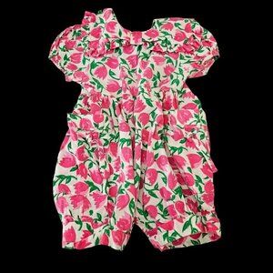 50s West Coast Baby Girl Short Romper Short Slv Button Closure Cotton Infant 12M